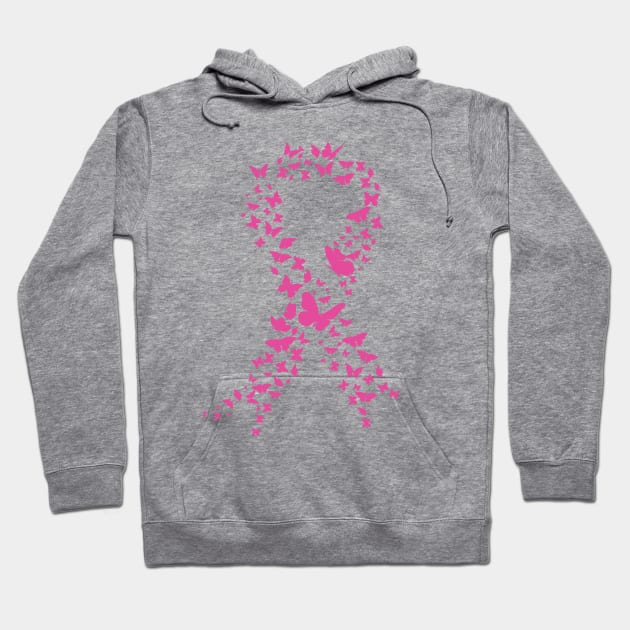 Pink Butterfly Ribbon Cancer Awareness Hoodie by Peach Lily Rainbow